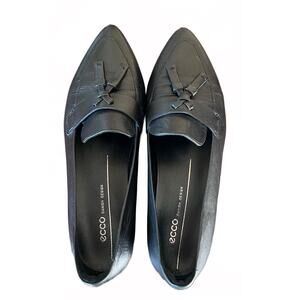 Ecco Black Point Toe Tassel Comfort Loafers 38 / 8